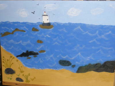 Meg's painting of The Sakonnet Lighthouse